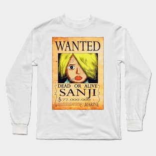 Vinsmoke Sanji Wanted Poster - 77.000.000 Berries Long Sleeve T-Shirt